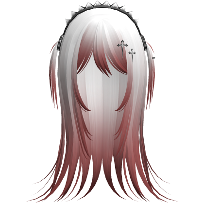 Vampire Goth Wispy Long Hair White Red Roblox item