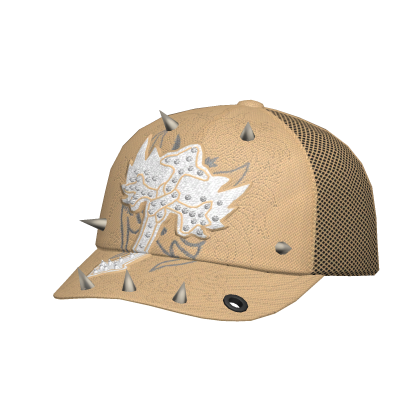 Tan Studded (White) Cross Cap