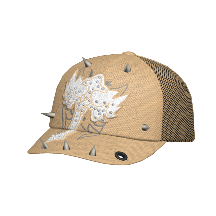 Tan Studded (White) Cross Cap