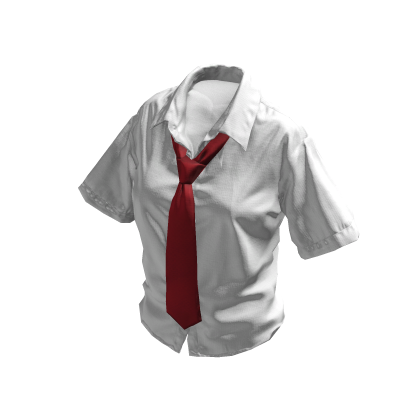 White Buttoned Up Shirt w/ Red Tie