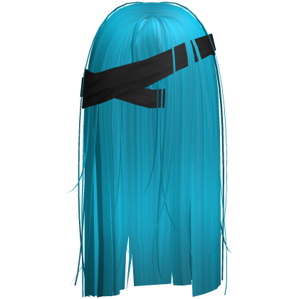 Horror Hot Blue Hair w Black Face Bandages Roblox item