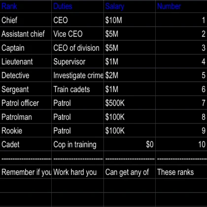 Role-play police ranks