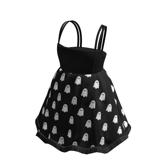 Strappy Dress with Ghost Print (Black)