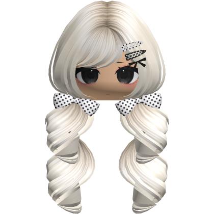 Polka Dots Pigtails Hair In Platinum Wth Face