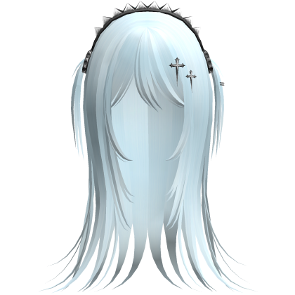 Vampire Goth Wispy Long Hair Pastel Blue  Roblox item
