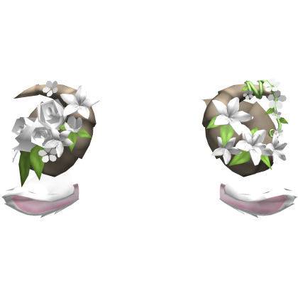 White Goat Sheep Flowery Brown Horns w White Ears