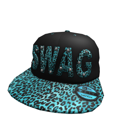 2000s cyan cheetah print SWAG snapback
