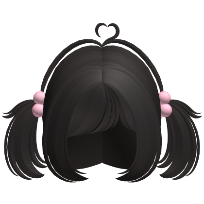 ♡ adorable moe heart cowlick pigtails dark brown Roblox item