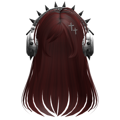 Punk Straight Hair W/ Headphones Dark Red