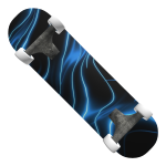 Neon Blue and Black Laser Waves Skateboard