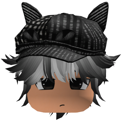 Messy Fluffy Emo Y2K Boy Hair VKAI white black CAT