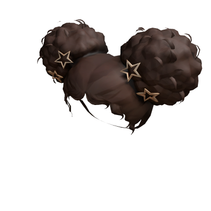 Curly Afro Double Puffs w/ Stars [Brown] Roblox item