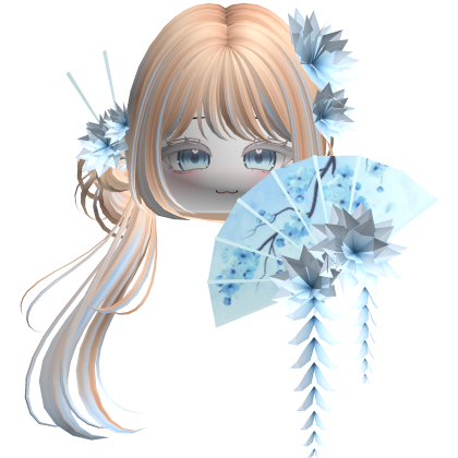 Side Ponytail w/ Cherry Blossoms & Fan