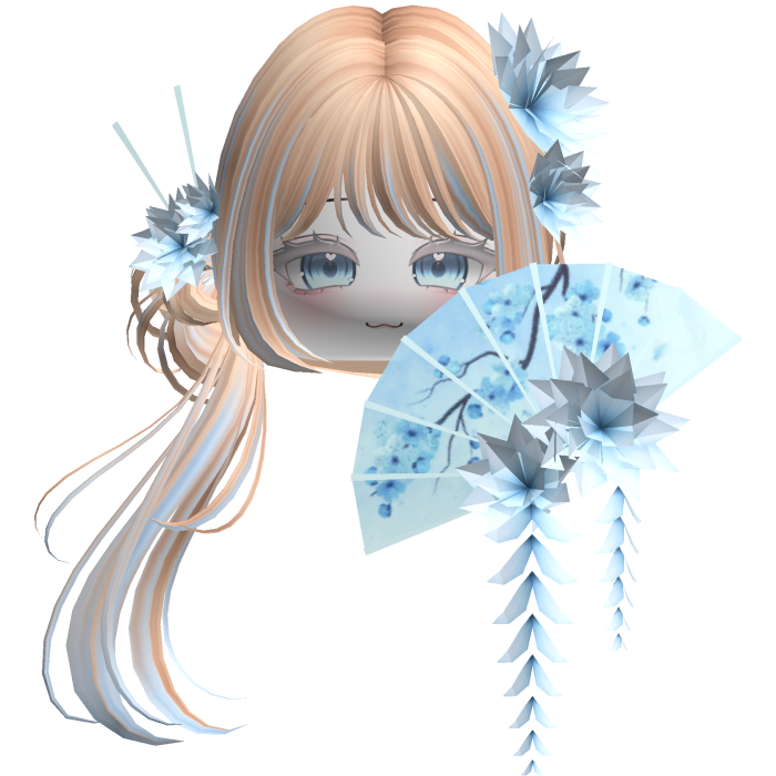Side Ponytail w/ Cherry Blossoms & Fan
