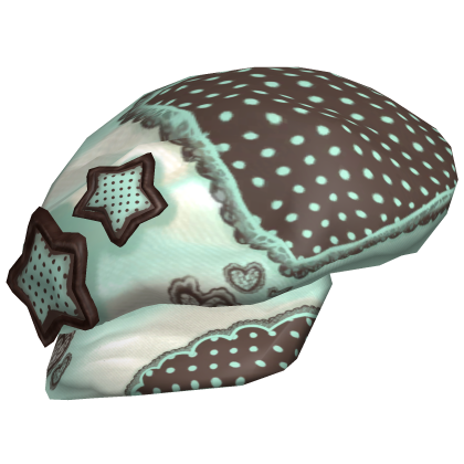 ♡ Star Stitched Beret (Mint Choco Polka Dot)