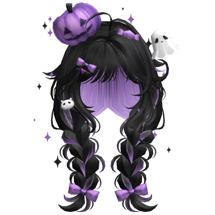 Halloween Cute Pumpkin Braids (Black&Purple) Roblox item