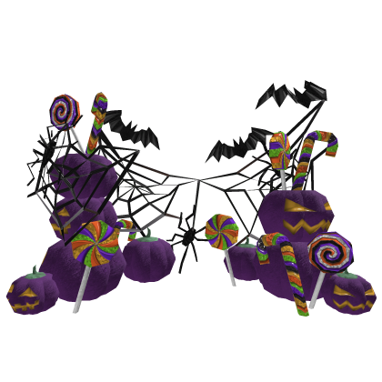 Purple Halloween Pumpkin Black Bat Spider Web