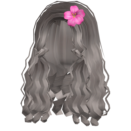 Long Curly Tropical Flower Hairstyle (Ash) Roblox item