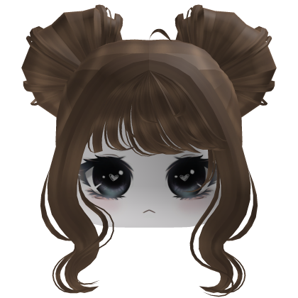 Light Brown Twin Buns Hair with Face Girl Roblox item