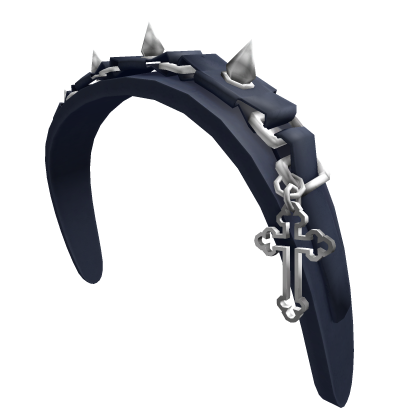 Navy Blue Goth Jesus Cross Leather Stud Headband Roblox item