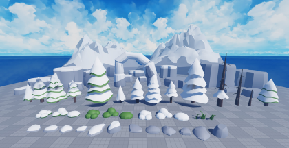 Low-Poly Roblox Winter Cartoony Nature Assets Pack preview 4