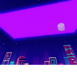 neon blue spawn pad and neon purple floor