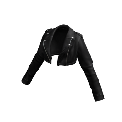 Black Leather Crop Biker Jacket