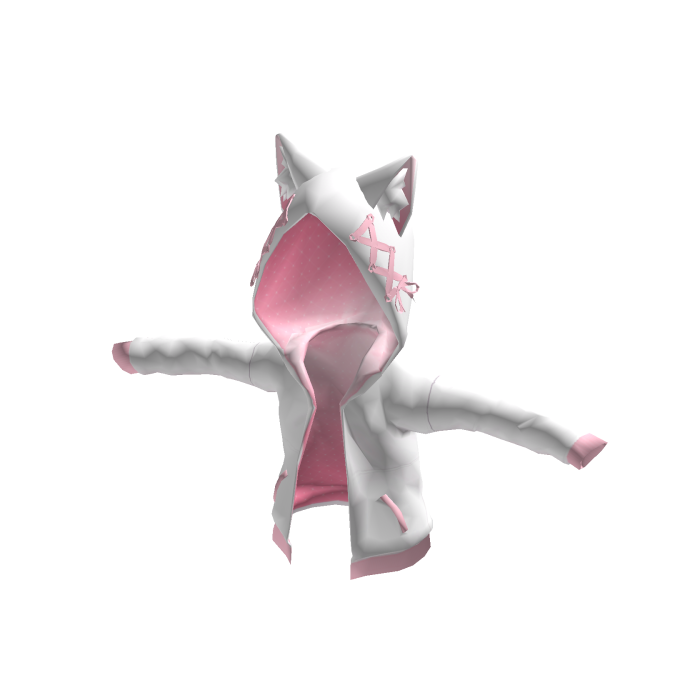 Cute Cat Hoodie White/Pink