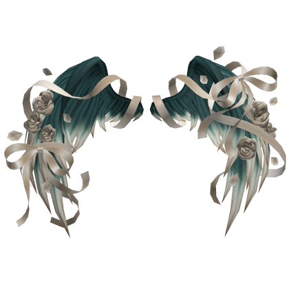 🎀 Rose Petal Angel Wings Ribbons Bows Sea Green