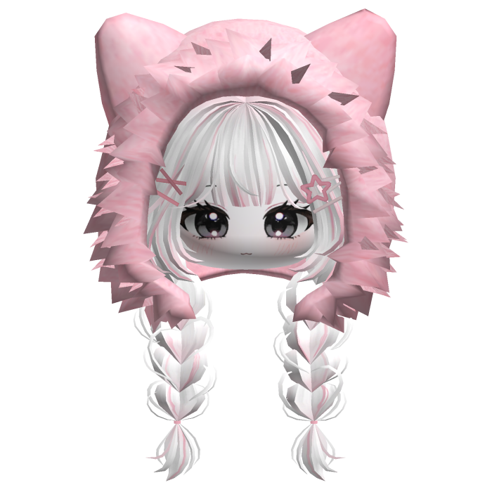 🍀Cute Girl Braided w/ Fur Hood(Pink&White)
