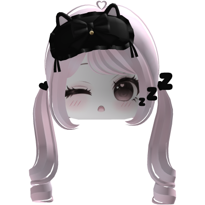 ♡ cute dreamy black sleep mask moe face (pink)