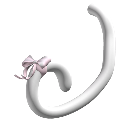 ♡ kawaii white curly cat tail with pink ribbons thumbnail