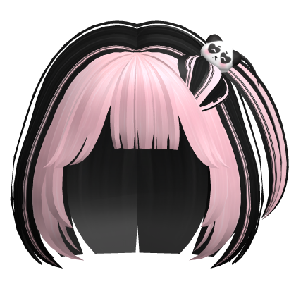 Fluffy Bob Panda Hair Clip Pigtail (Black & Pink)