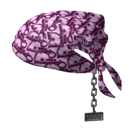 Tied Purple Dior Designer Bandana Hat with Chain  Roblox item