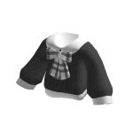 🍀Oversized Knitted Black Sweater w Checked Bow