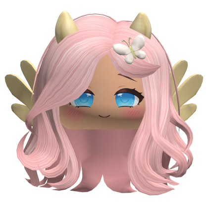 Fluttershy Pink Wavy Cute Girl Hair Horns Wings