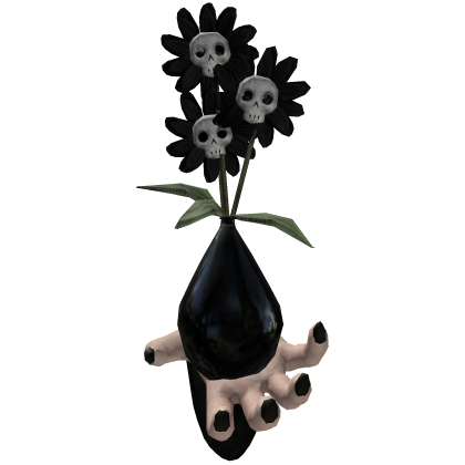 Handheld Black Skull Flower (Halloween)