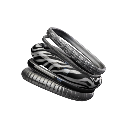 Zebra Print Silver Bracelets 2000s Rhinestone Y2K