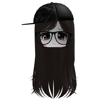 Sad Soft Girl Face with Glasses & Long Silky Hair Roblox item