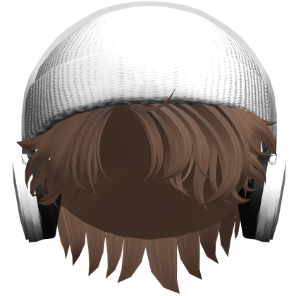 Messy Boy Hair w/ Headphones & Beanie in Brown Roblox item