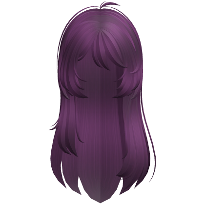 Long messy layered straight hair in dark purple