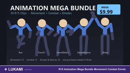 R15 Animation Mega Bundle Movement Combat Emote preview 1