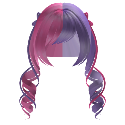 Curly Ribbon Pigtails (Pink and Purple) Roblox item