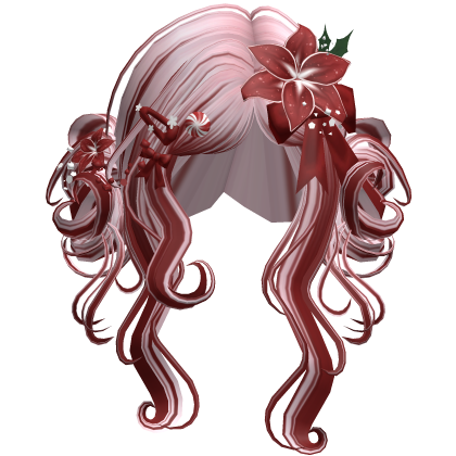 ♡ Christmas Flowery Twin Buns (Pink & Red)