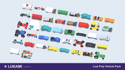 Low Poly Vehicle Pack Cars Trucks Bus City x41 preview 1