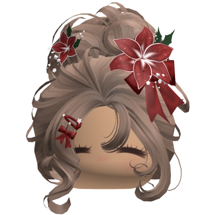 ♡ Christmas Flowery Bun Updo (Brown)
