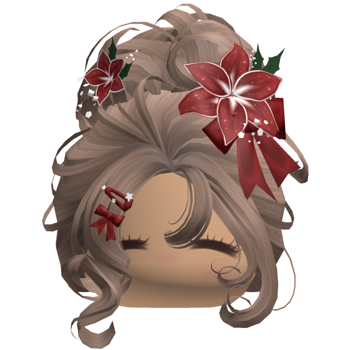 ♡ Christmas Flowery Bun Updo (Brown)