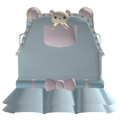 ♡ : cutecore kuma bear ruffled overalls (blue)