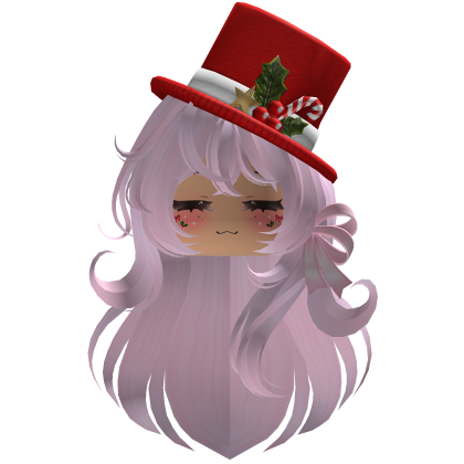 Beautiful Christmas hat hairstyle bow (Pink) Roblox item
