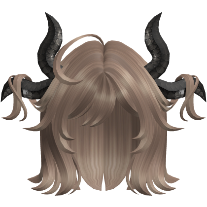 Short messy light brown hair w/ horns